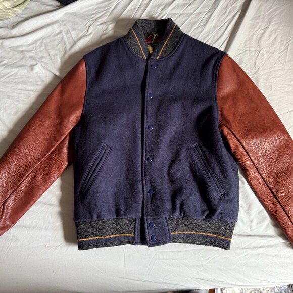 Frank & Oak x Golden Bear Varsity Wool Leather Jacket Large (slim fit) $849